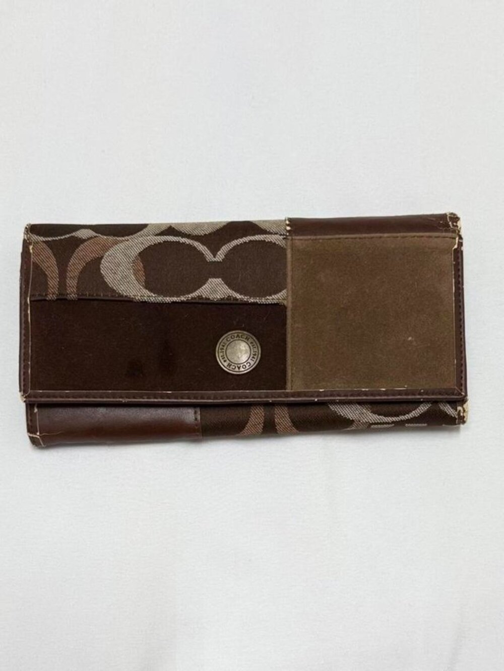 y2k Coach wallet patchwork billfold in brown